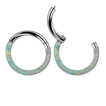 Titanium Opal Nose Clicker Body Piercing Jewelry Septum Ear Daith Nostril Piercing Jewelry